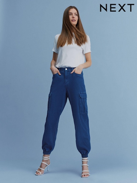 Dunkelblau - Jersey Denim Cargo Joggers (C52549) | 10 €