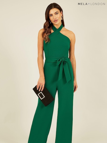 Mela Green Cross Over Halter Neck Jumpsuit (C52790) | 104 QAR