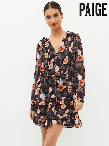 Paige Heirloom Floral Silk Black Mini Dress (C53896) | €261