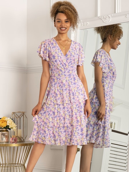 Jolie Moi Purple Gabielle Tiered Midi Dress (C53982) | €56
