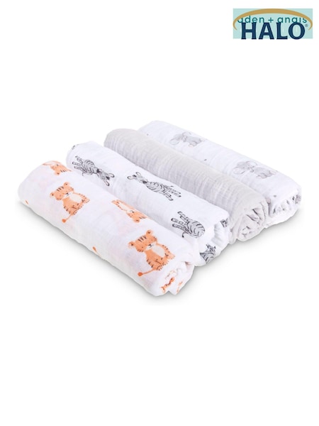 Aden & Anais Grey Light Essentials Muslin 100% Cotton Blankets 4 Pack (C54262) | €46