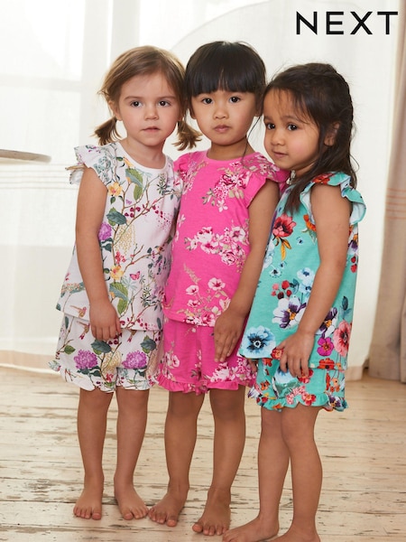 Pink/Blue Floral - Short Pyjamas 3 Pack (9mths-16yrs) (C54311) | € 22 - € 32