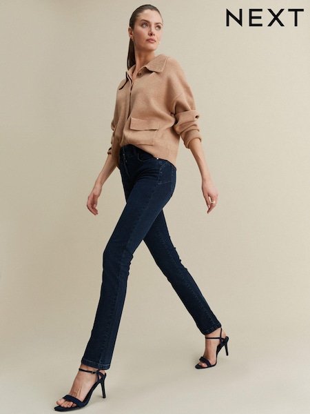 Albastru Denim cerneală - Blugi slim cu efect de ridicare și modelare (C54345) | 307 LEI