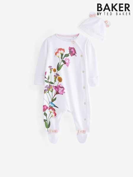 Baker by Ted Baker 2 Piece 100% Cotton Printed Sleepsuit & Hat Set (C54432) | ₪111 - ₪121