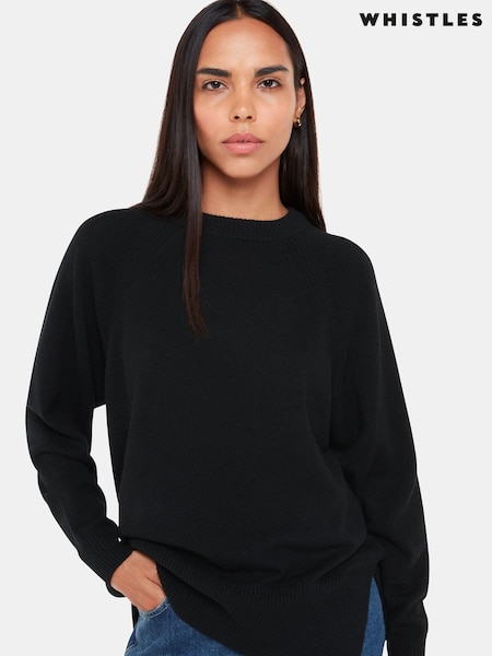 Whistles Black Ultimate Cashmere Crew Neck Jumper (C54444) | €299