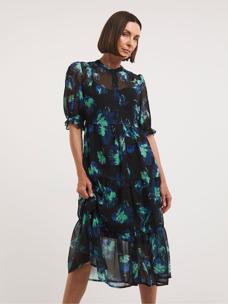 JD Williams Mono Print Midi Smock Dress With Camisole Slip (C54517) | €20