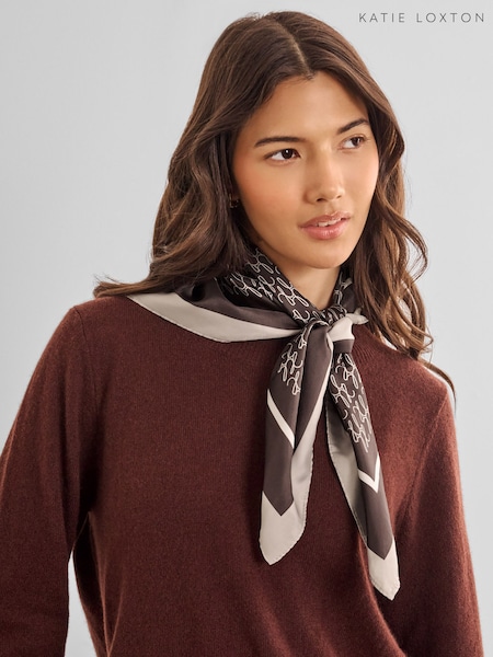 Brun - Katie Loxton Écharpe multi-positions en satin avec script