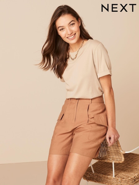 Sand Brown Tailored Utility Detail Shorts (C54794) | €4