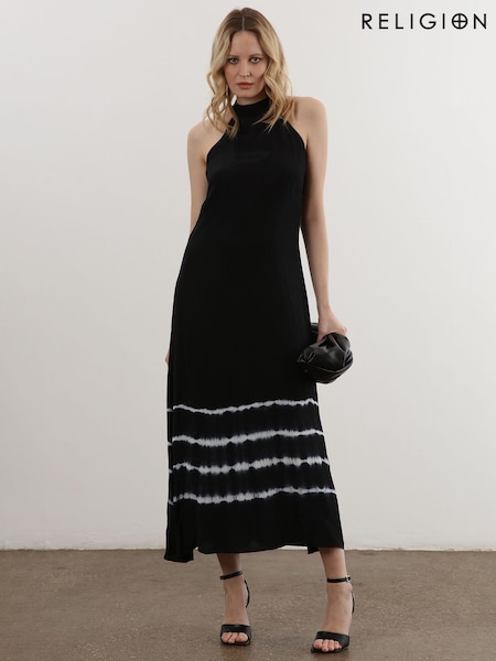 Religion Black Halterneck Midi Maxi Dress (C54869) | €64