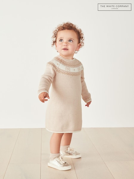 The White Company Neutral Pink Knitted Fairisle Christmas Jumper Dress (C54951) | €21.50 - €24