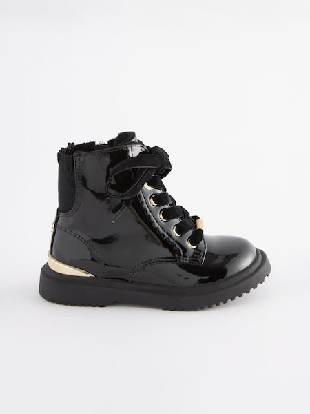 Baker by Ted Baker Girls Patent Lace Up Black Boots (C55019) | 40 €