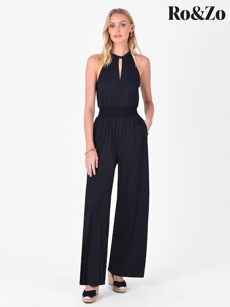 Ro&Zo Black Jersey Keyhole Front Jumpsuit (C55130) | €50