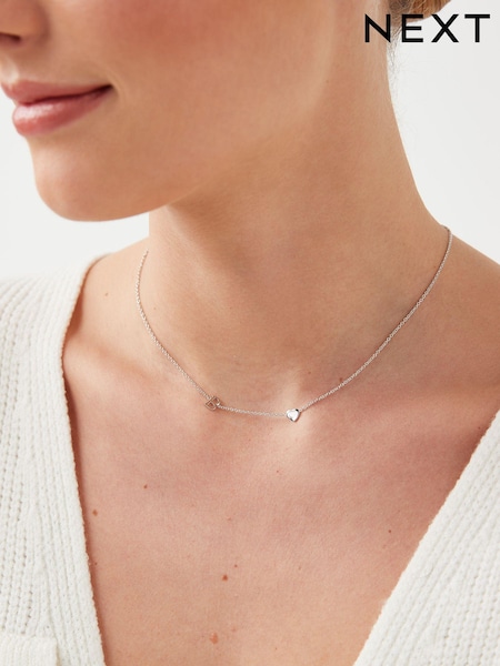 Argint masiv - Asymmetric Initial Heart Necklace (C55250) | 83 LEI