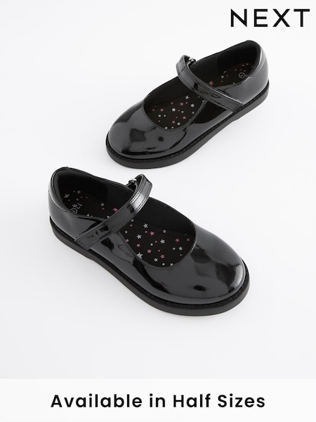 Black Patent School Mary Jane Crepe Sole Shoes (C55424) | €36 - €47