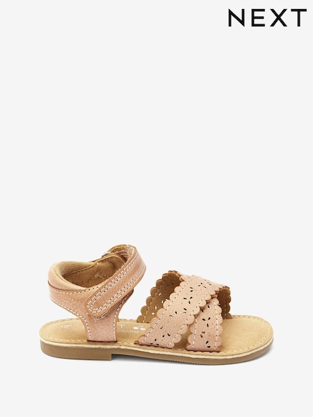 Tan Brown Standard Fit (F) Cross Strap Sandals (C55447) | OMR3 - OMR4