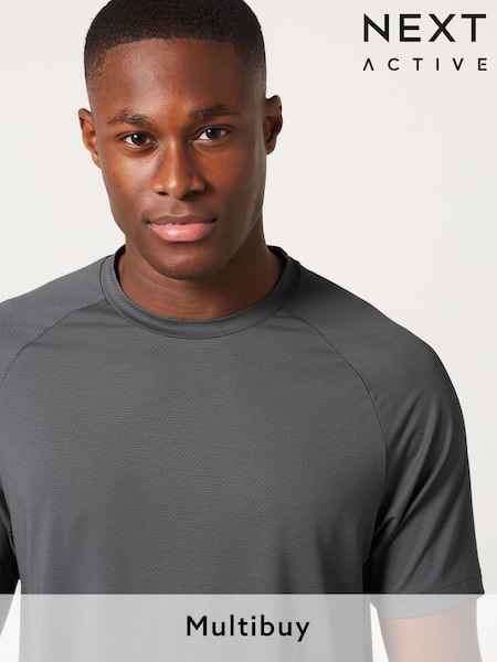 Dark Grey Active Gym Texture Training T-Shirt (C55492) | 69 QAR