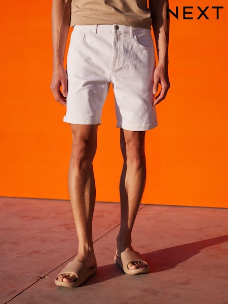 White Slim Stretch Denim Shorts (C55567) | €9
