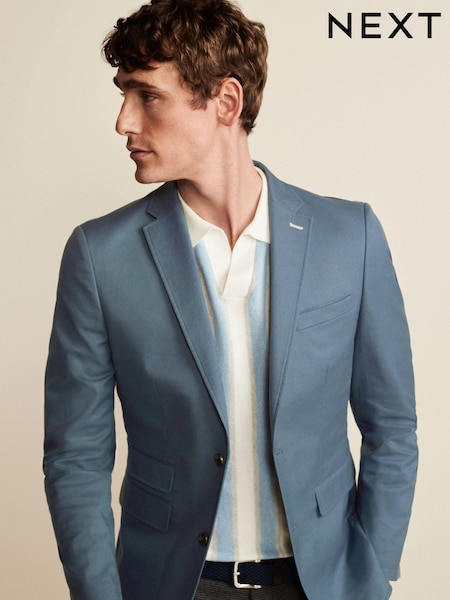 Blue Slim Cotton Stretch Blazer (C55580) | €20