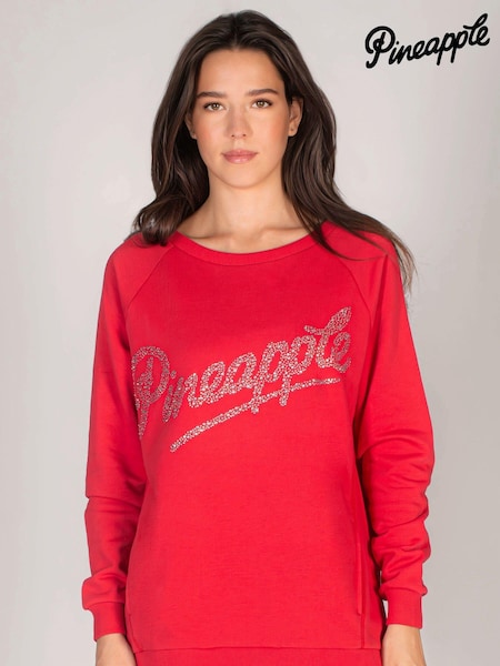 Pineapple Red Womens Oversized Diamanté Logo Monster Sweater (C55745) | €22