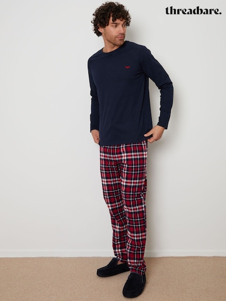 Albastru închis - Set pijama din bumbac Blend Mânecă lungă Threadbare (C55779) | 179 LEI