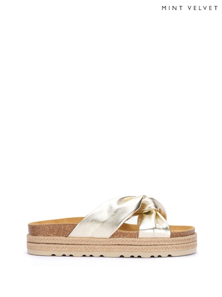 Mint Velvet Metallic Lucy Twist Top Sliders (C55921) | AED274