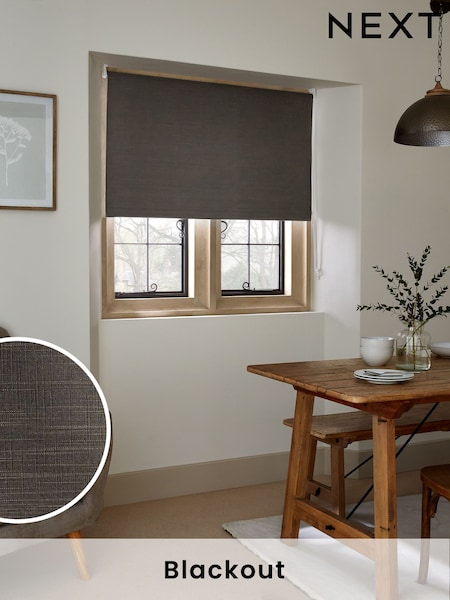 Dark Charcoal Grey Ready Made Textured Roller Blackout Blind (C56252) | €26 - €58