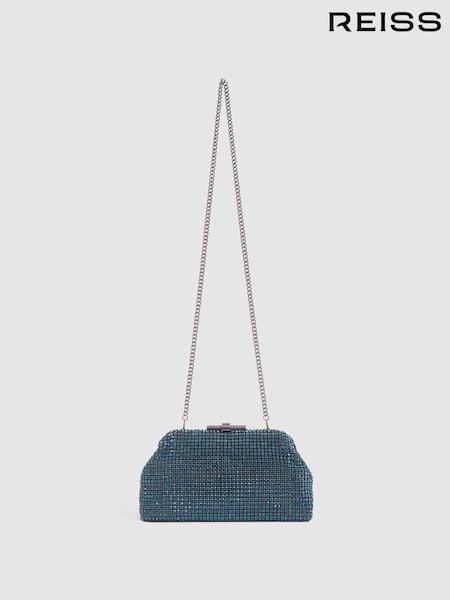 Albastru verzui - Geantă cu clapetă cu decorațiuni Reiss Adaline (C56293) | 1,031 LEI