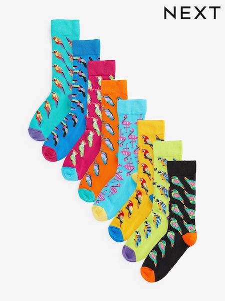 Bright Birds Fun Pattern Socks 8 Pack (C57005) | €21