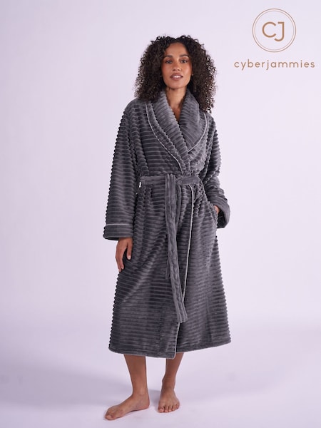 אפור - Cyberjammies Cosy Stripe Robe