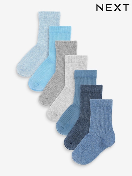 Blue/Navy Cotton Rich Fine Rib Socks 7 Pack (C57081) | €10 - €14