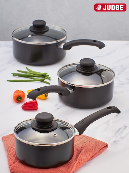Judge 3 Piece Black Aluminium Saucepan Set (C57083) | €68