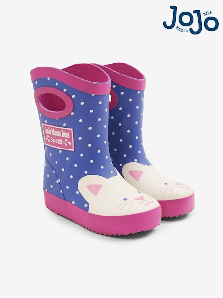JoJo Maman Bébé Cornflower Cat Wellies with Handle (C57264) | €38