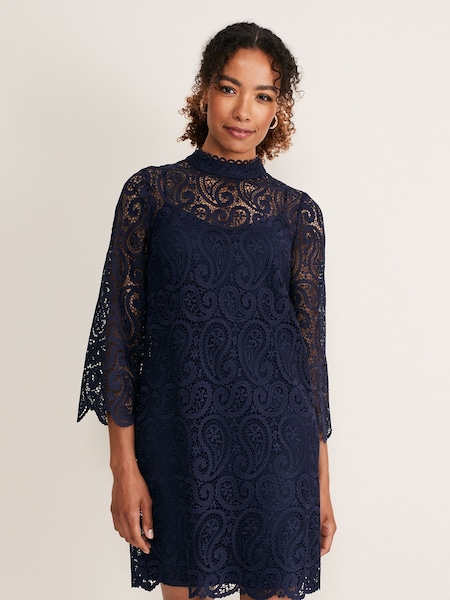 Phase Eight Blue Verity Lace Dress (C57299) | €83