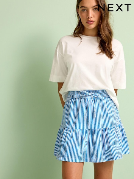 Blue/White Stripe Mini Seersucker Skirt (C57384) | €7.50