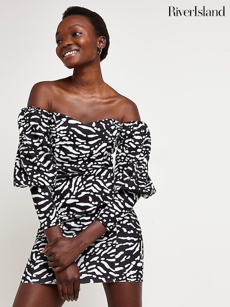 River Island Black Bardot Scuba Dress (C57694) | €34