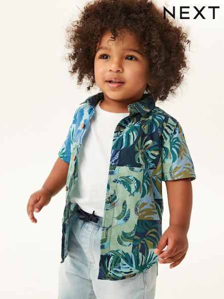modra rožast vzorec - Printed Short Sleeve Shirt (3mths-7yrs) (C57945) | € 7 - € 8