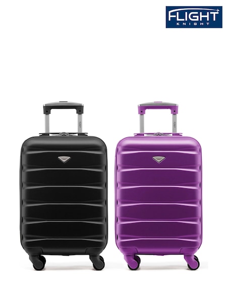 Črna + vijolična - Flight Knight EasyJet Overhead 55x35x20cm Hard Shell Cabin Carry On Case Suitcase Set Of 2 (C58009) | € 118