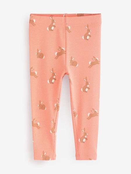 Peach Pink Bunny Rib Jersey Leggings (3mths-7yrs) (C58099) | €3.50 - €4.50