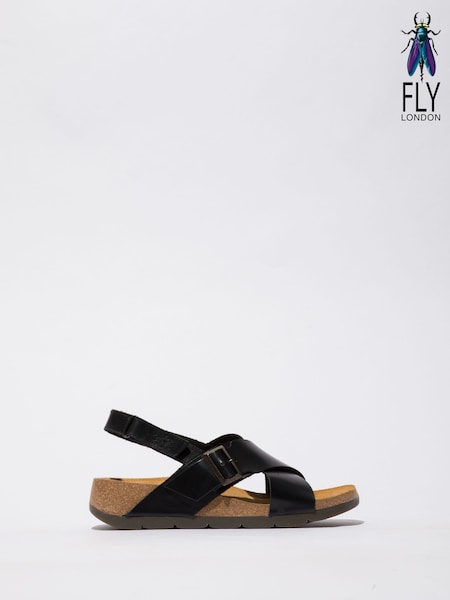 Fly London Black Chlo Wedge Sandals (C58203) | €60