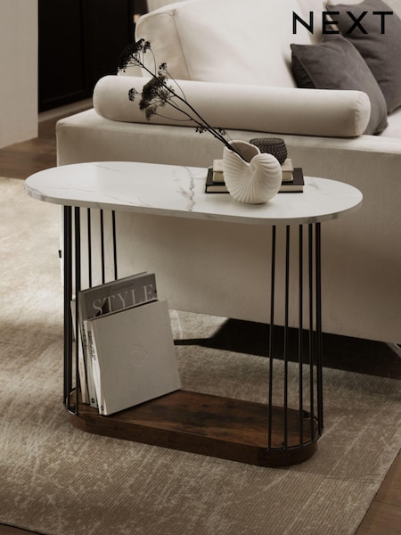 Grey Linear Marble Effect Sofa Side Table (C58296) | €155