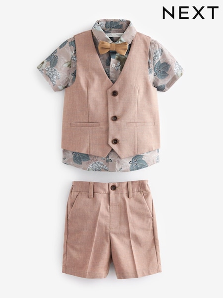 rožnata - Waistcoat, Shirt, Shorts & Bow Tie Set (3mths-9yrs) (C58528) | € 33 - € 38