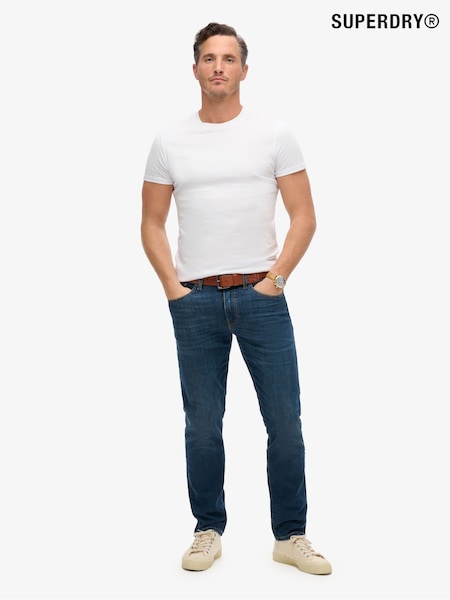 Superdry Dark Blue Cotton Slim Straight Jeans (C58570) | $137