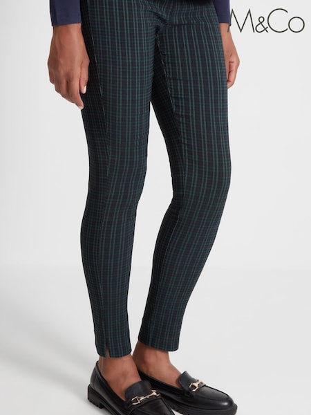M&Co Green Tartan Check Bengaline Trousers (C58647) | €14.50