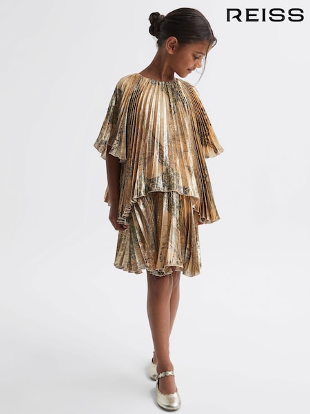 Reiss Rhea Metallic Pleated Tiered Dress (C58758) | 185 €