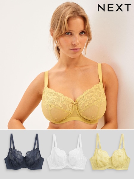 Grün/Marine/Weiß - DD+ Lace Bras 3 Pack (C59342) | 12 €