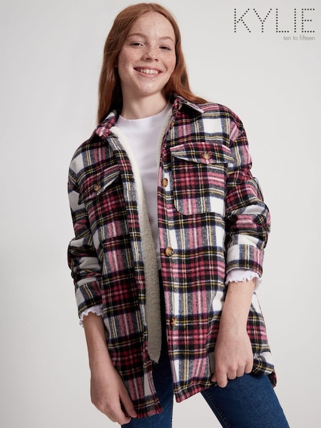 Kylie Teen Cream Check Teddy Borg Lined Shacket (C59353) | €21.50