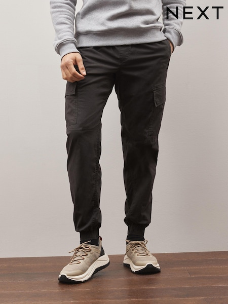 Charcoal Grey Regular Tapered Fit Stretch Utility Cargo Trousers (C59401) | €43
