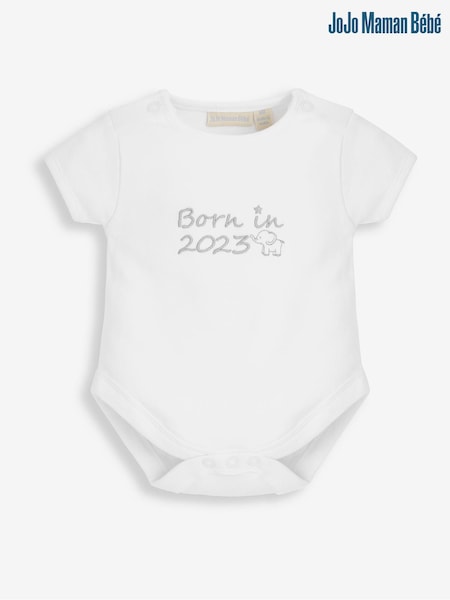 JoJo Maman Bébé White Born in 2023 Embroidered Body (C59753) | CA$34