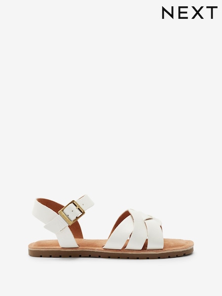 White Standard Fit (F) Woven Leather Sandals (C59932) | €6 - €8