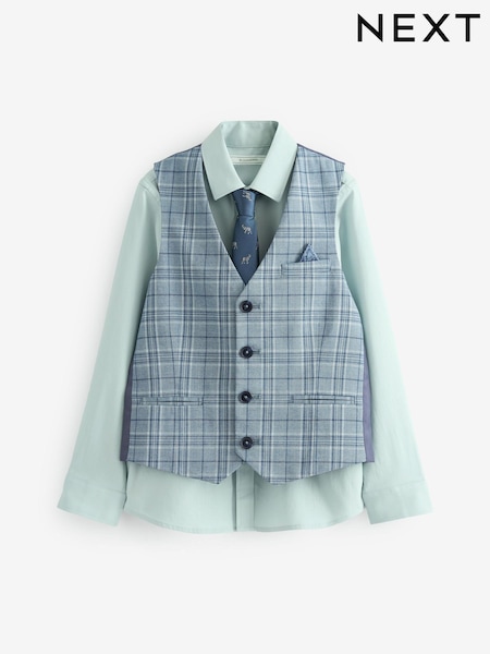 Blue Check Waistcoat, Shirt & Tie Set (12mths-16yrs) (C60419) | €21 - €27